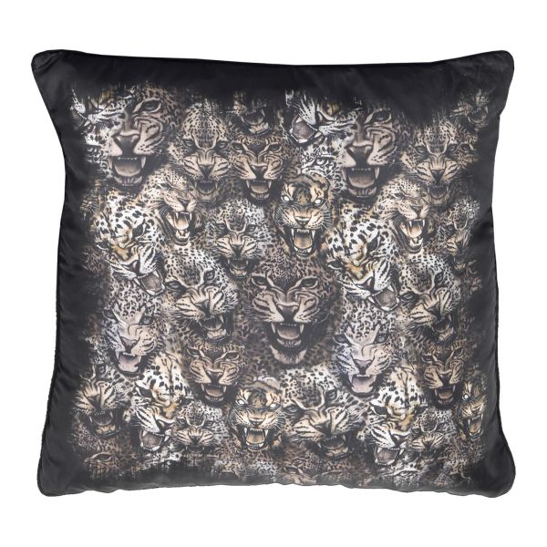 Cuscino Roberto Cavalli in Seta Nero Wild jaguar Mirabello Sito Ufficiale